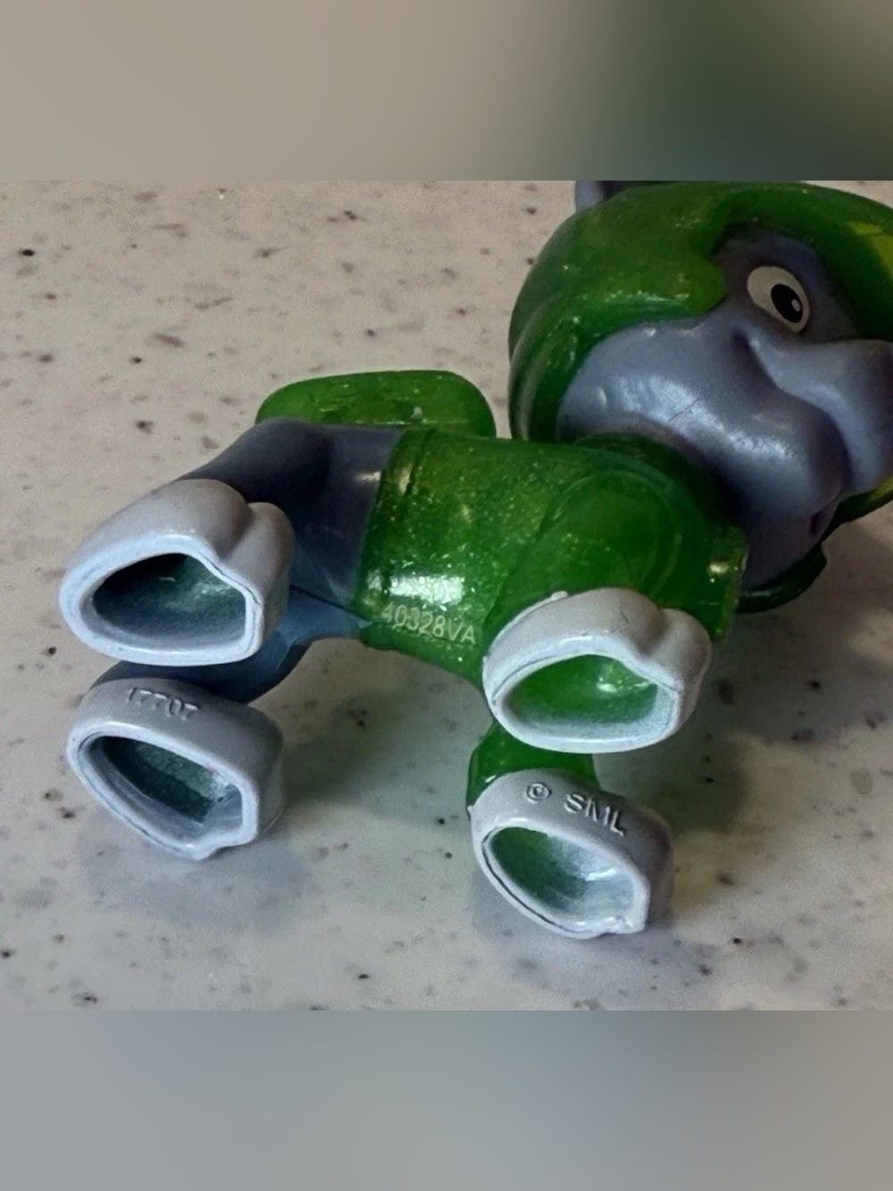 Paw Patrol Pup Squad Rescue Wheels Rocky Figure Rare Green Glittery 2.5 in - Picture 4 of 4